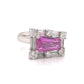 Pink Sapphire & Diamond Cocktail Ring in 18k White Gold