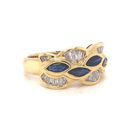Sapphire & Diamond Cluster Cocktail Ring in 18k Yellow Gold