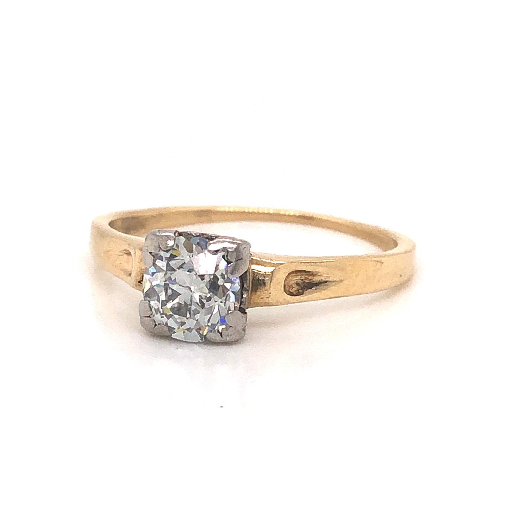 Jabel Retro Two-Toned Diamond Engagement Ring 14kComposition: 14 Karat Yellow Gold/14 Karat White Gold Ring Size: 6.5 Total Diamond Weight: .82ct Total Gram Weight: 2.0 g Inscription: 14k JABEL
      
