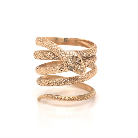 Wrapped Snake Ring w/ Diamonds in 22k Yellow Gold