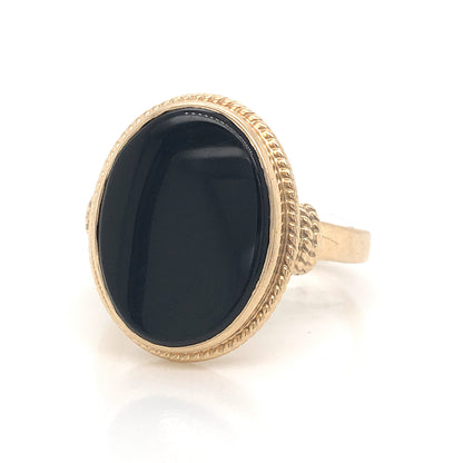 Mid-Century Onyx Cocktail Ring 14k Yellow Gold