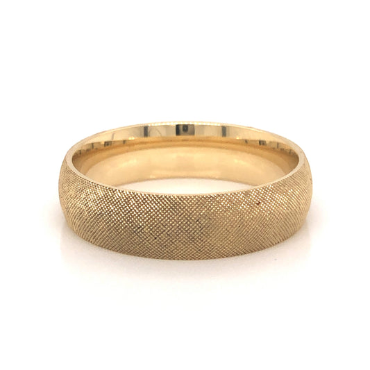 6mm Men's Florentine Finish Wedding Band in 14k Yellow Gold