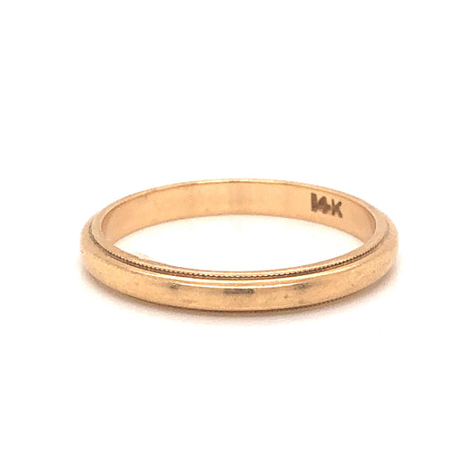 Vintage Milgrain Edge Wedding Band in 14k Yellow Gold