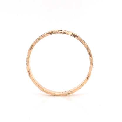 Antique Engraved Orange Blossom Wedding Band in 14k Yellow Gold