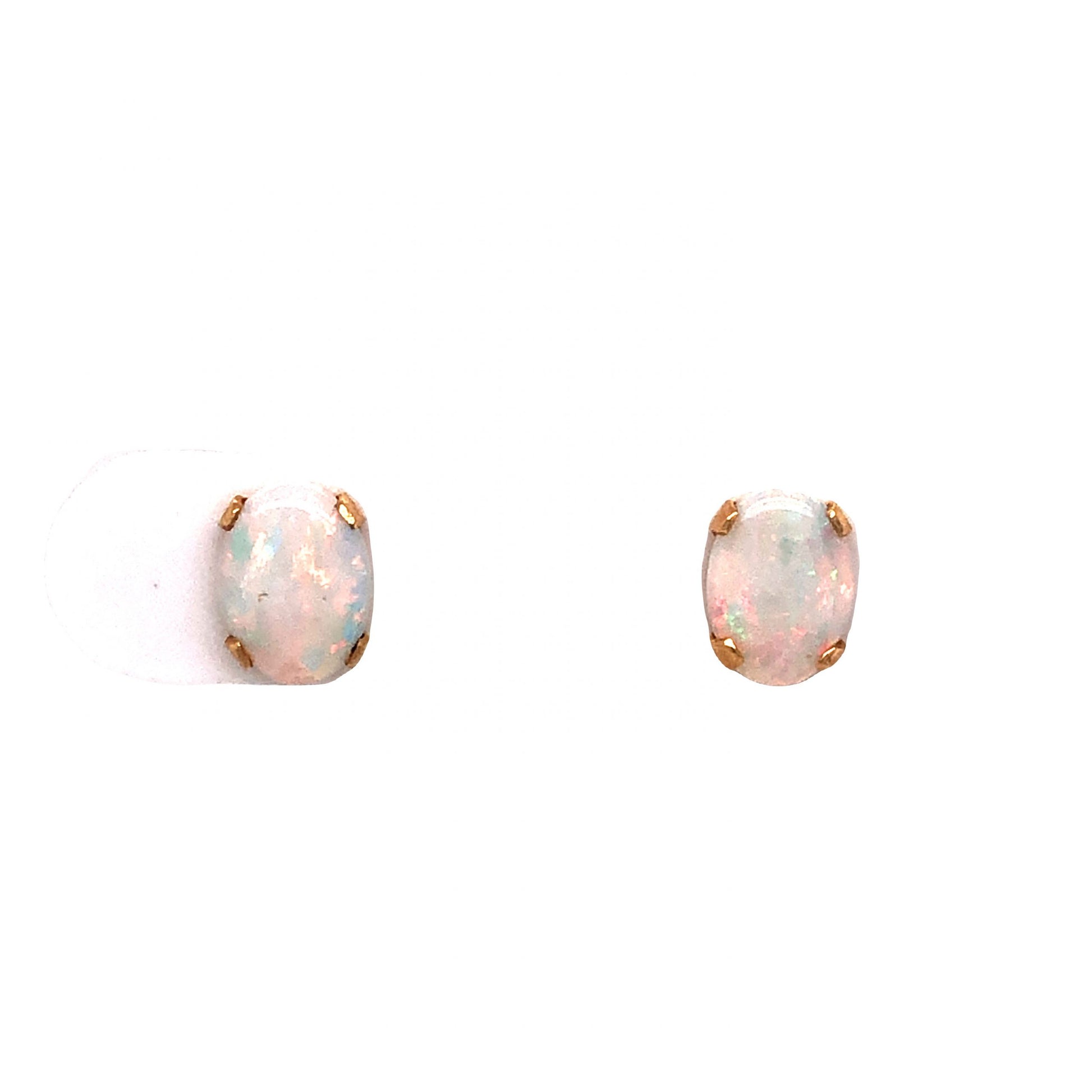 Oval Opal Stud Earrings in 14k Yellow GoldComposition: 14 Karat Yellow GoldTotal Gram Weight: .70 g