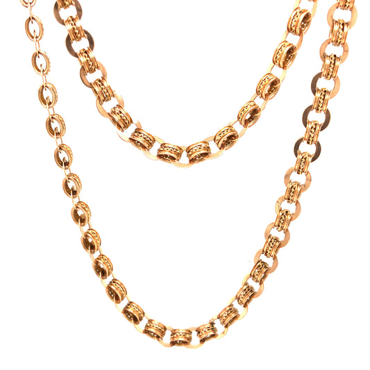 Victorian Rolo Chain Necklace in 14k Yellow Gold