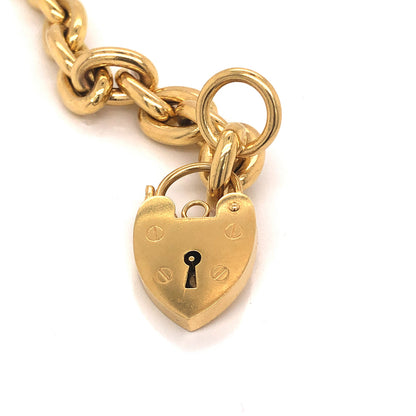 Heart Padlock Chain Bracelet in 14k Yellow Gold