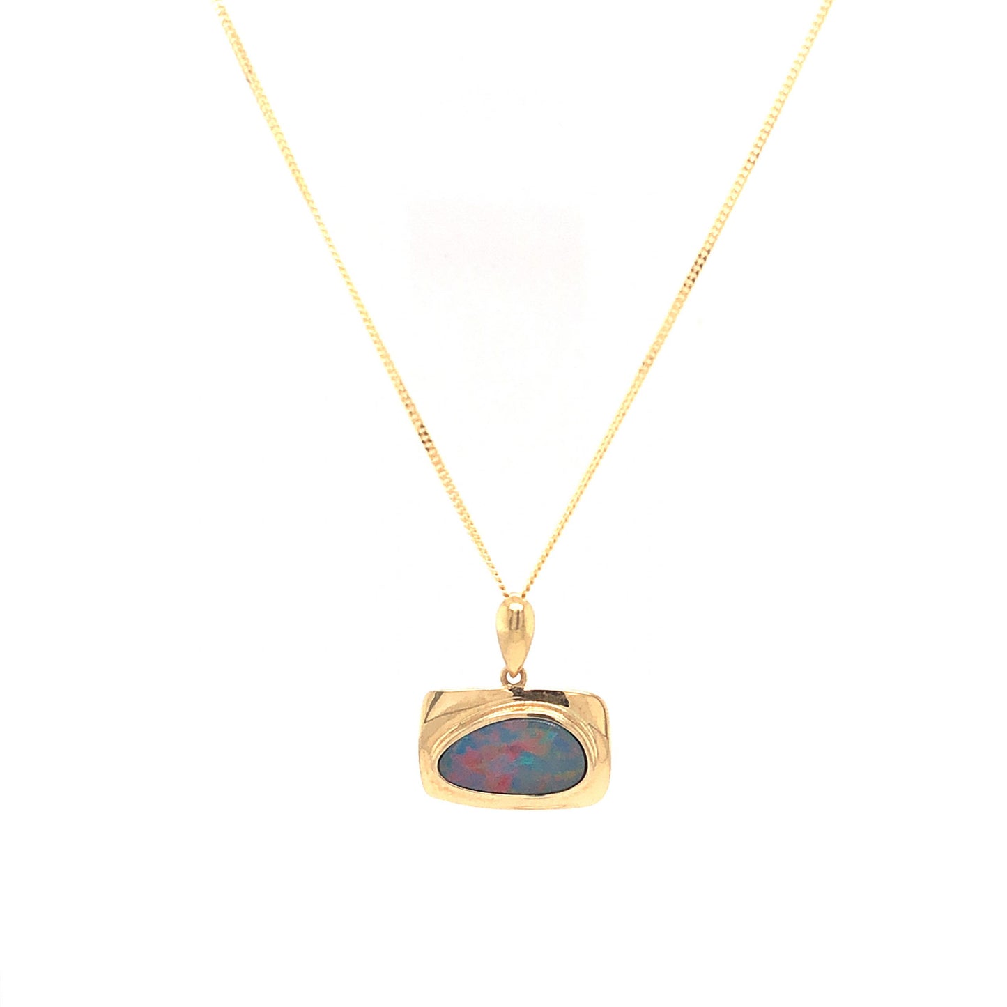 Black Boulder Opal Pendant Necklace in 18k Yellow Gold