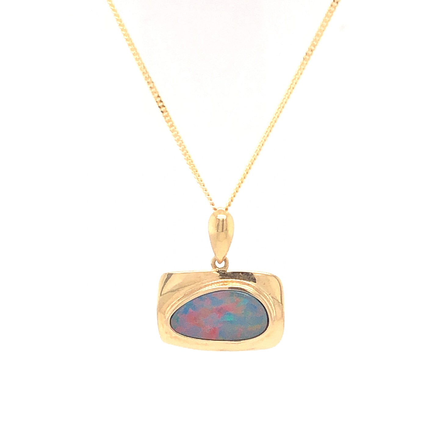 Black Boulder Opal Pendant Necklace in 18k Yellow Gold