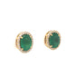 Emerald & Diamond Halo Stud Earrings in 18k Yellow Gold