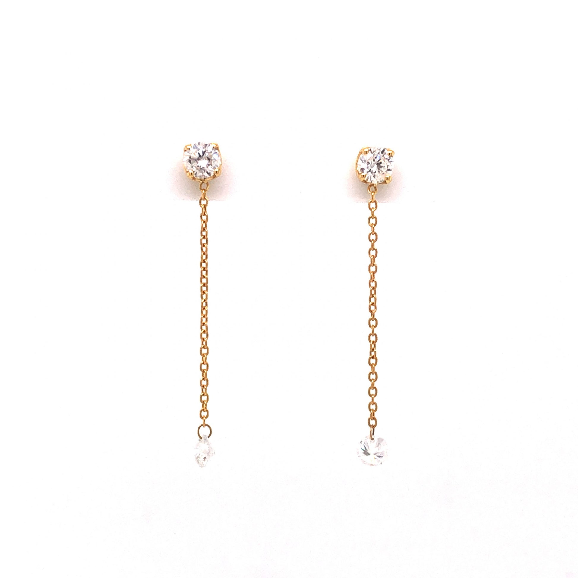 Diamond Chain Drop Earrings in 14k Yellow GoldComposition: 14 Karat Yellow GoldTotal Diamond Weight: .63 ctTotal Gram Weight: 1.3 g
