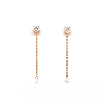 Diamond Chain Drop Earrings in 14k Yellow Gold