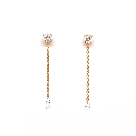 Diamond Chain Drop Earrings in 14k Yellow Gold