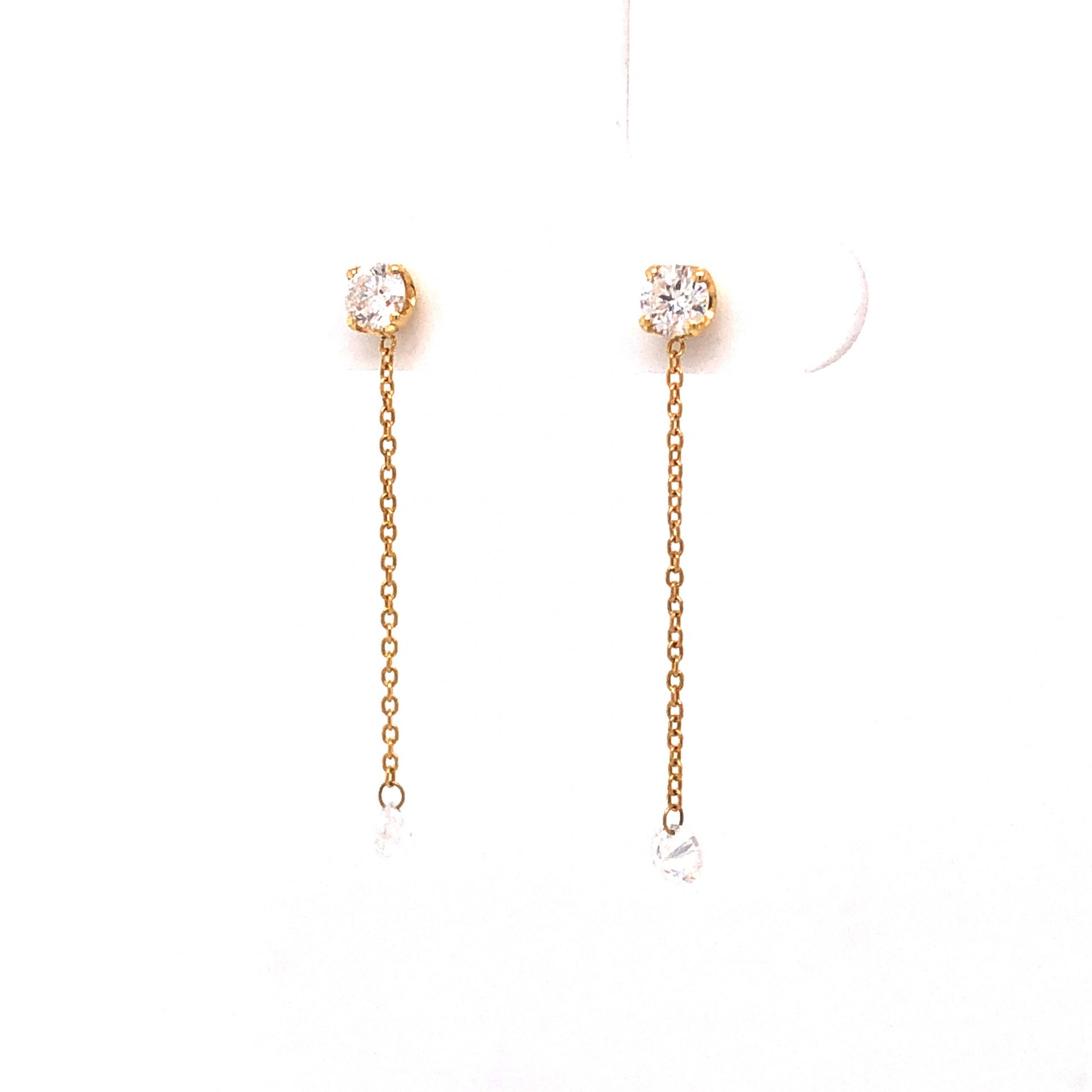 Diamond Chain Drop Earrings in 14k Yellow Gold