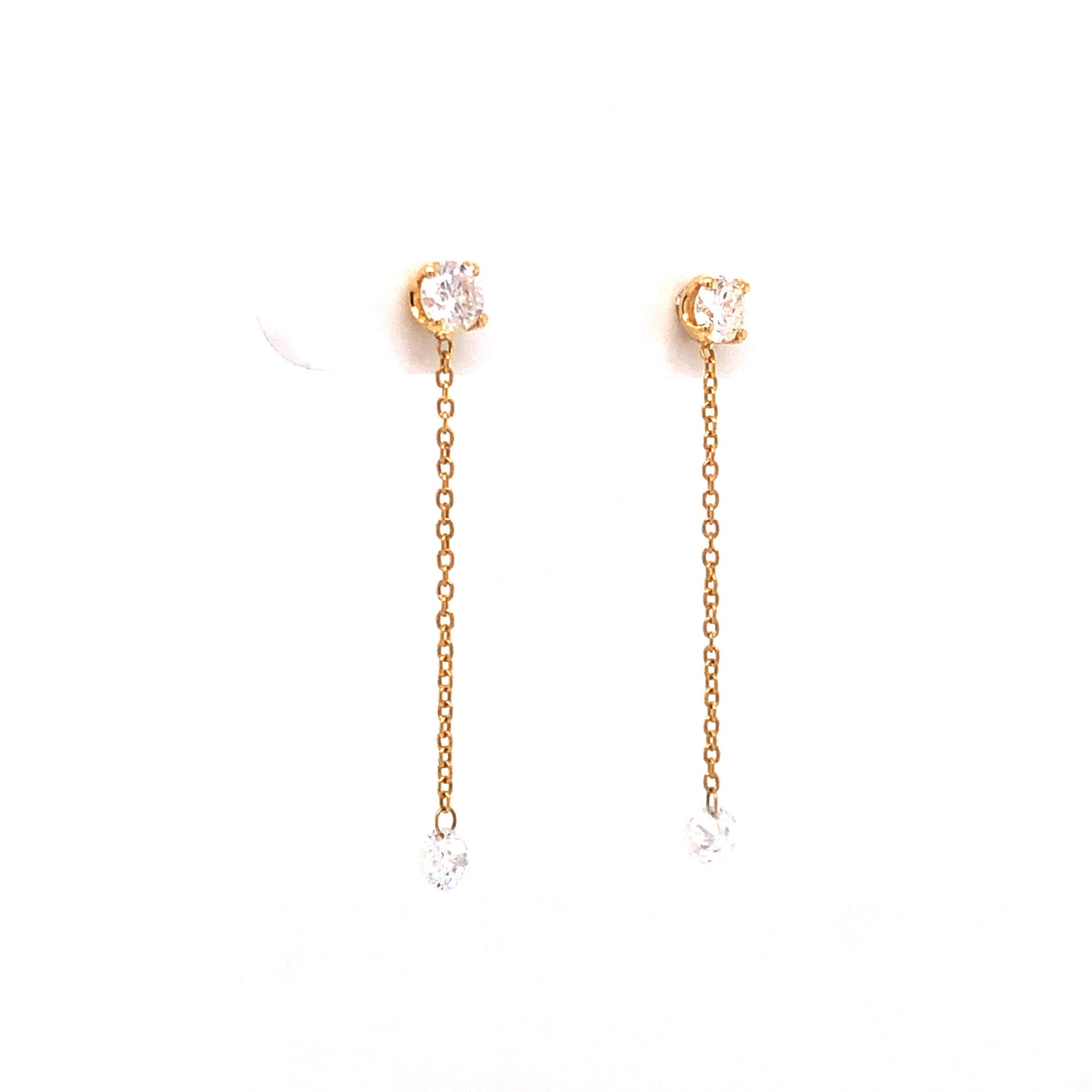 Diamond Chain Drop Earrings in 14k Yellow GoldComposition: 14 Karat Yellow GoldTotal Diamond Weight: .63 ctTotal Gram Weight: 1.3 g