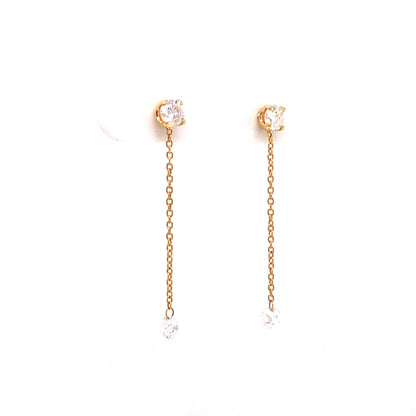 Diamond Chain Drop Earrings in 14k Yellow Gold