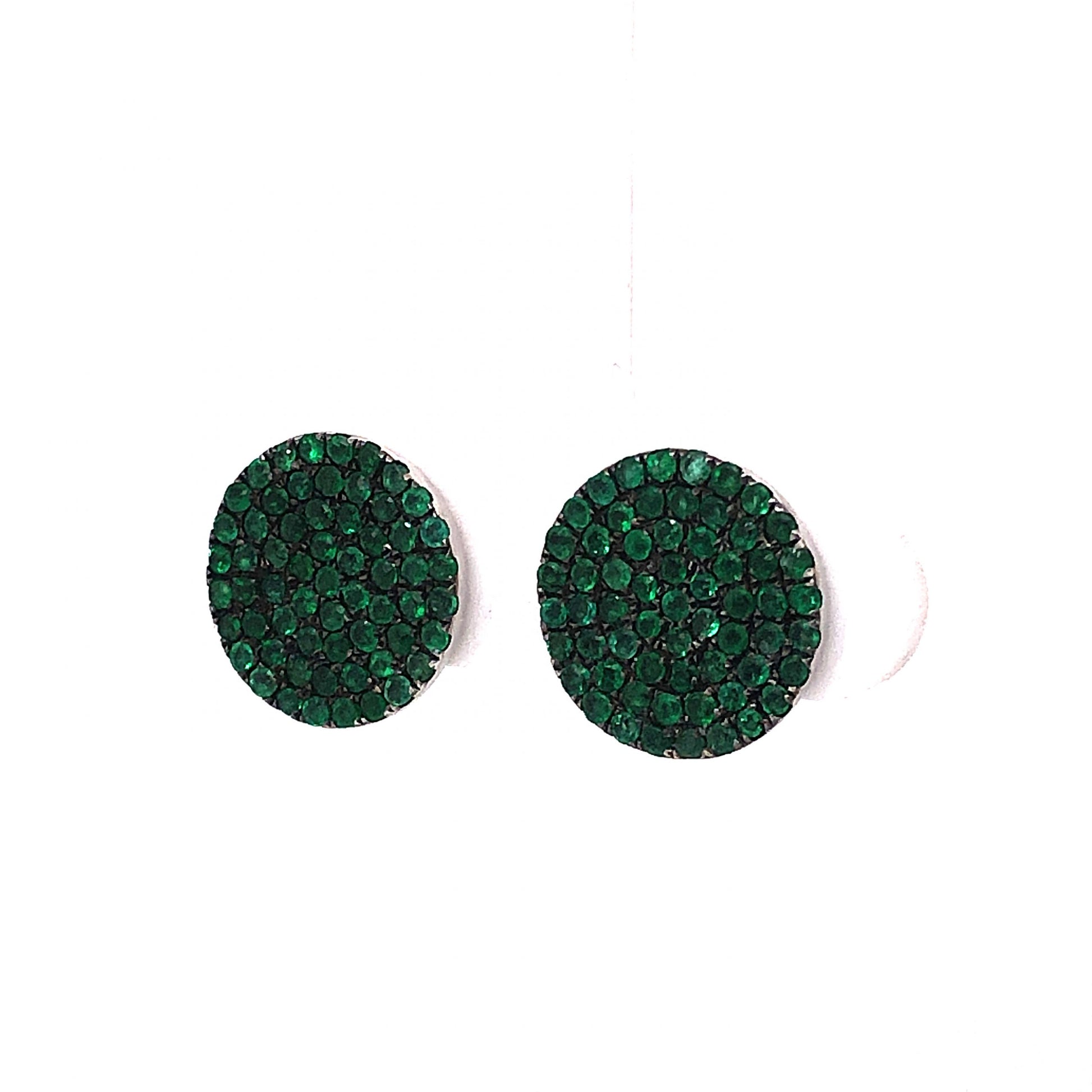 Emerald Disc Stud Earrings in 18k White GoldComposition: 18 Karat White GoldTotal Gram Weight: 5.6 gInscription: 18k