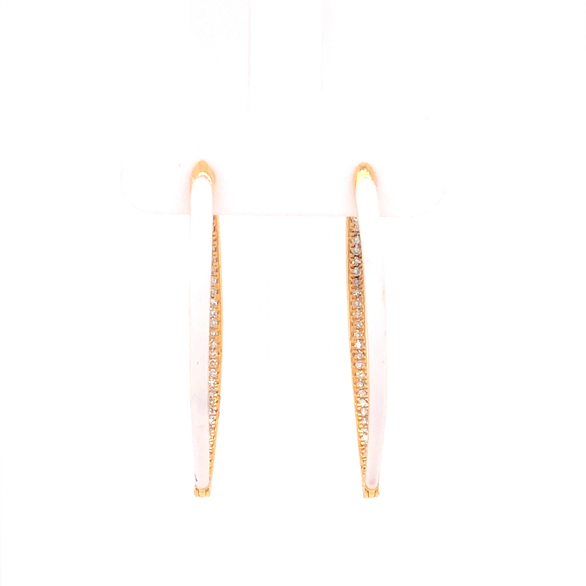 Diamond & Enamel Hoop Earrings in 14k Yellow Gold