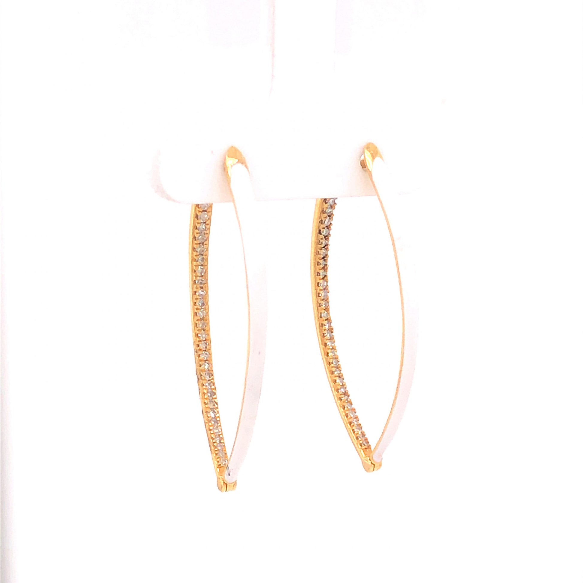 Diamond & Enamel Hoop Earrings in 14k Yellow GoldComposition: 14 Karat Yellow Gold Total Diamond Weight: .39ct Total Gram Weight: 3.8 g