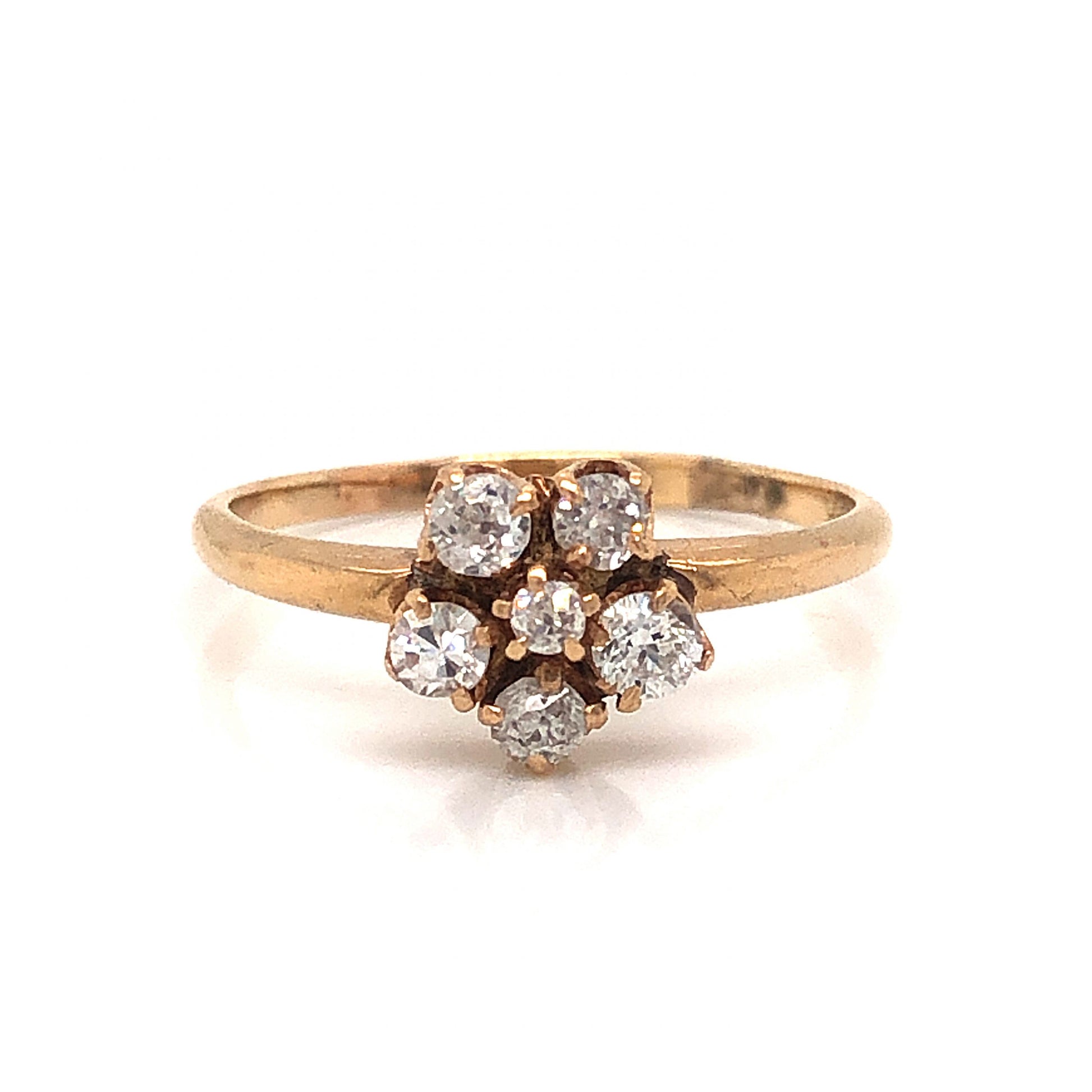 Dainty Victorian Diamond Cluster Engagement Ring in 14k Yellow Gold
