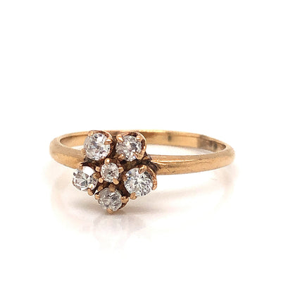 Dainty Victorian Diamond Cluster Engagement Ring in 14k Yellow Gold