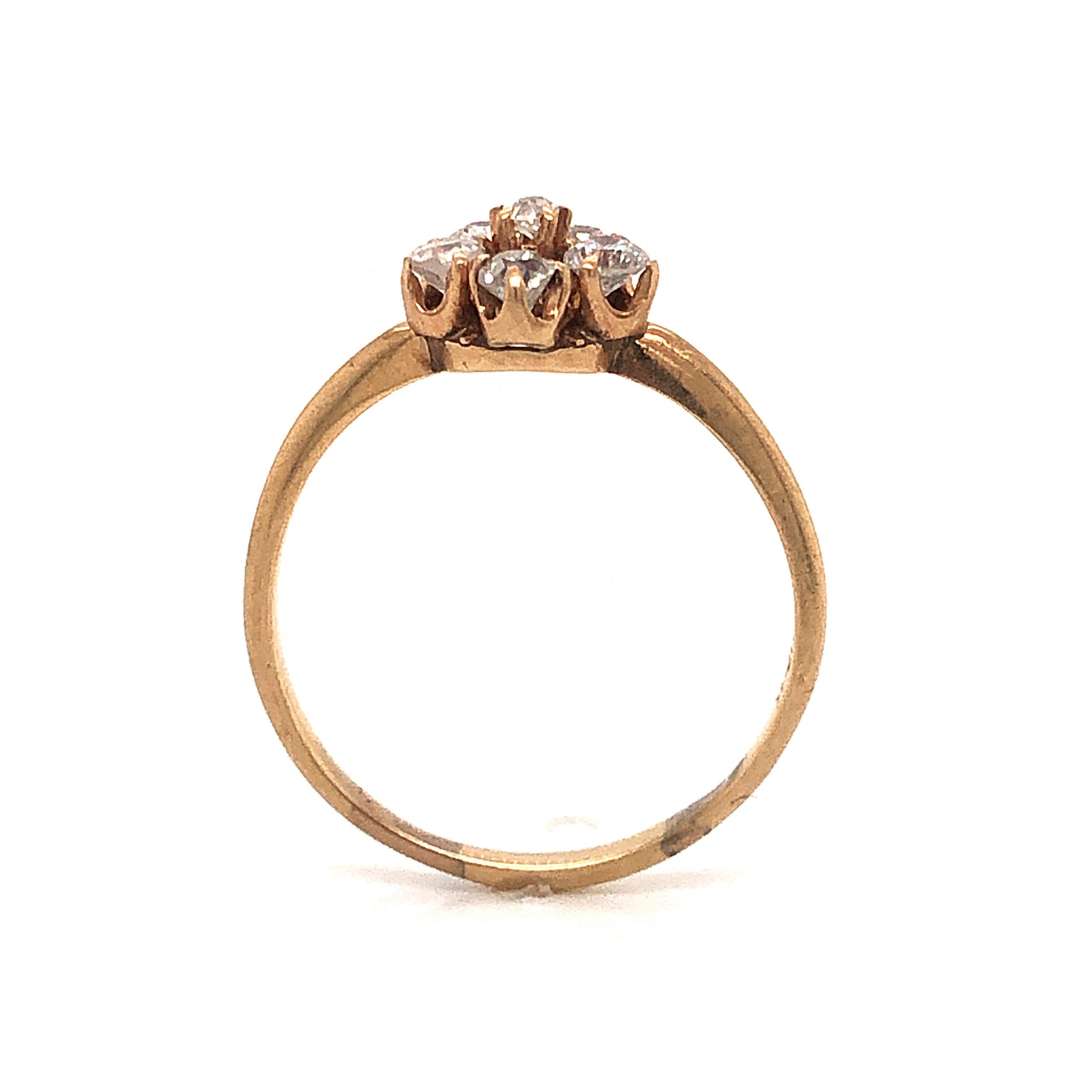 Dainty Victorian Diamond Cluster Engagement Ring in 14k Yellow Gold