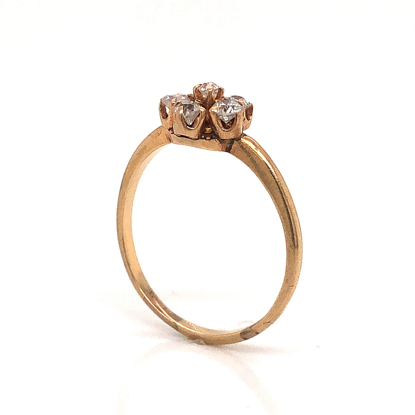 Dainty Victorian Diamond Cluster Engagement Ring in 14k Yellow Gold