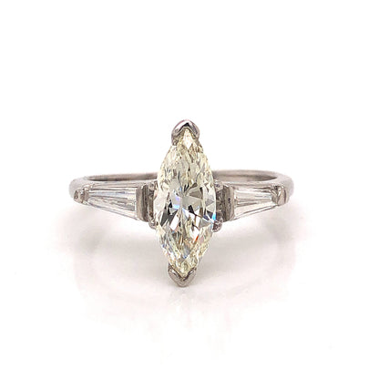 1.01 Marquise Diamond Engagement Ring in 14k White Gold