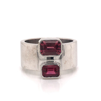 Emerald Cut Pink Tourmaline Ring in 14k White Gold