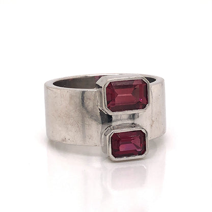 Emerald Cut Pink Tourmaline Ring in 14k White Gold