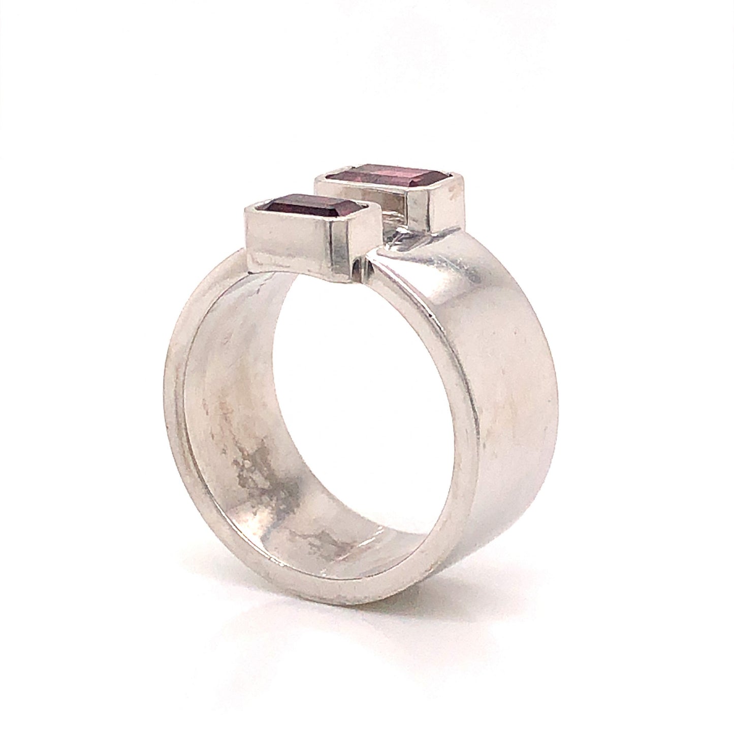 Emerald Cut Pink Tourmaline Ring in 14k White Gold