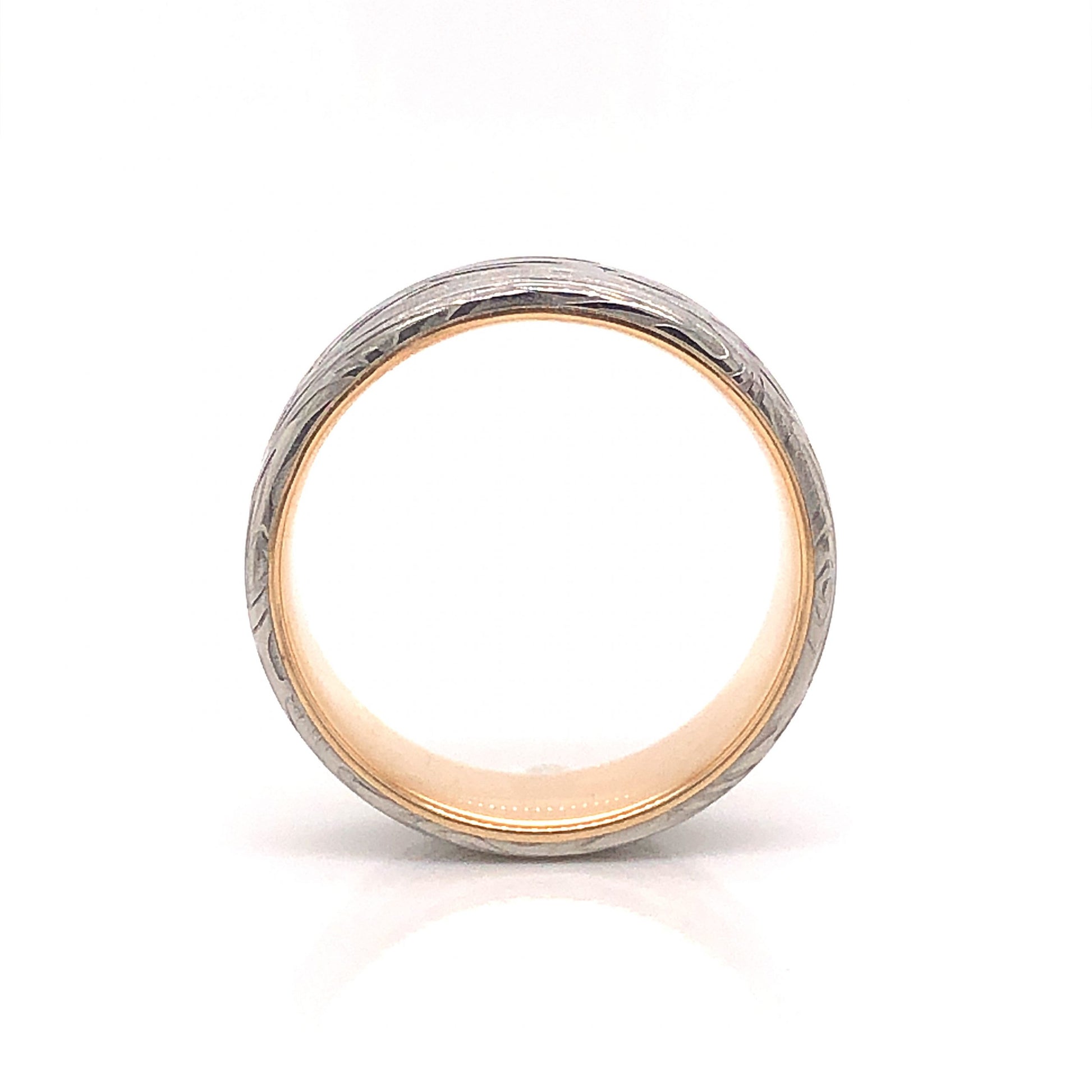 Men's Mokume Wedding Band in 14k White & Yellow Gold