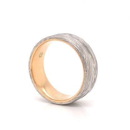 Men's Mokume Wedding Band in 14k White & Yellow Gold