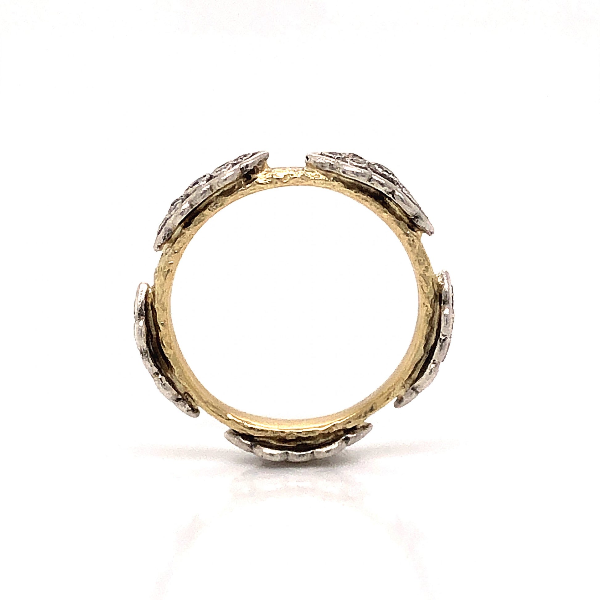 Armenta Diamond Stacking Ring in Silver & 18k GoldComposition: 18 Karat Yellow Gold/Sterling SilverRing Size: 6.5Total Diamond Weight: .225 ctTotal Gram Weight: 3.8 gInscription: Armenta 18k J 925 MADE IN USA