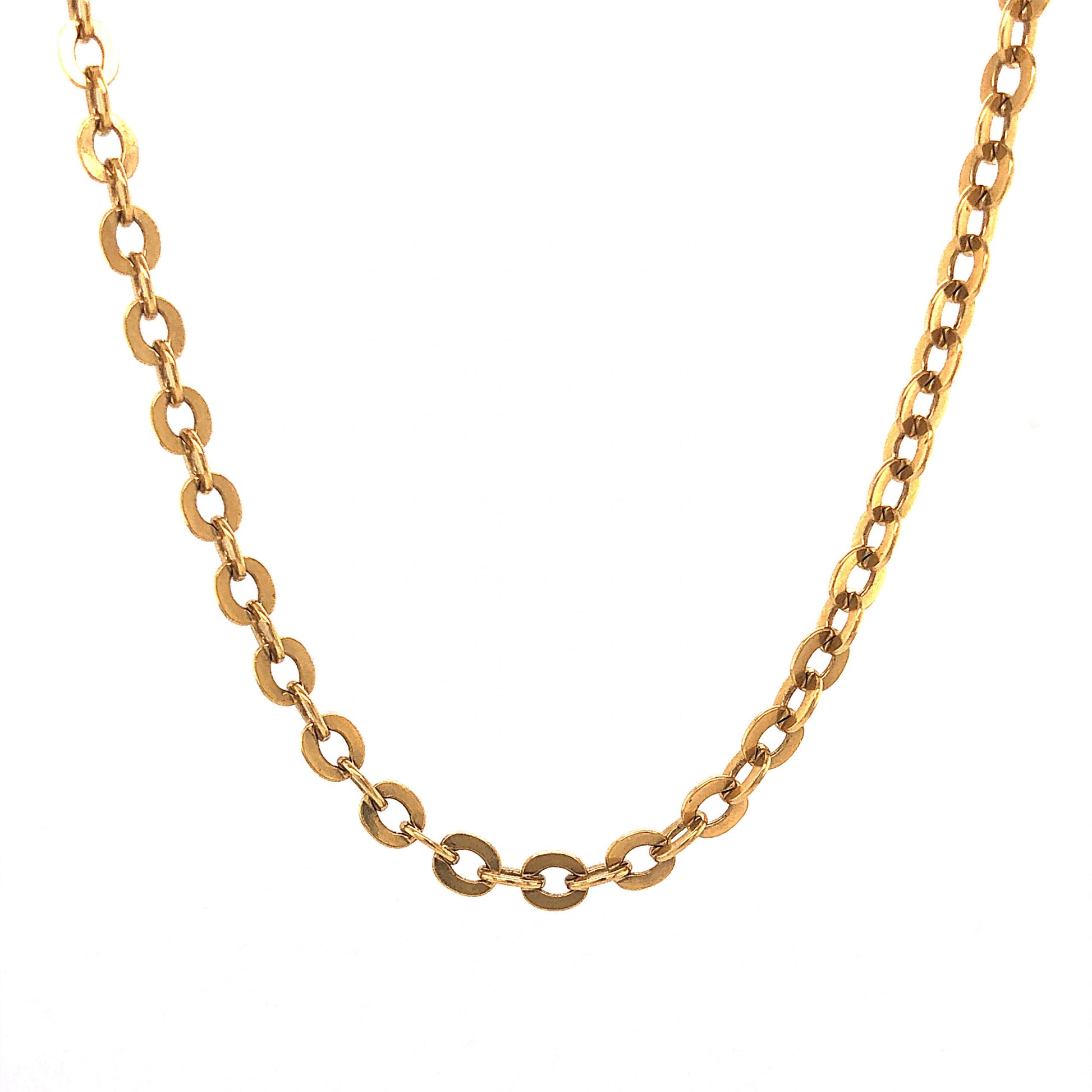 24 Inch Mid-Century Chain Necklace in 18k Yellow GoldComposition: 18 Karat Yellow GoldTotal Gram Weight: 17.7 gInscription: 750