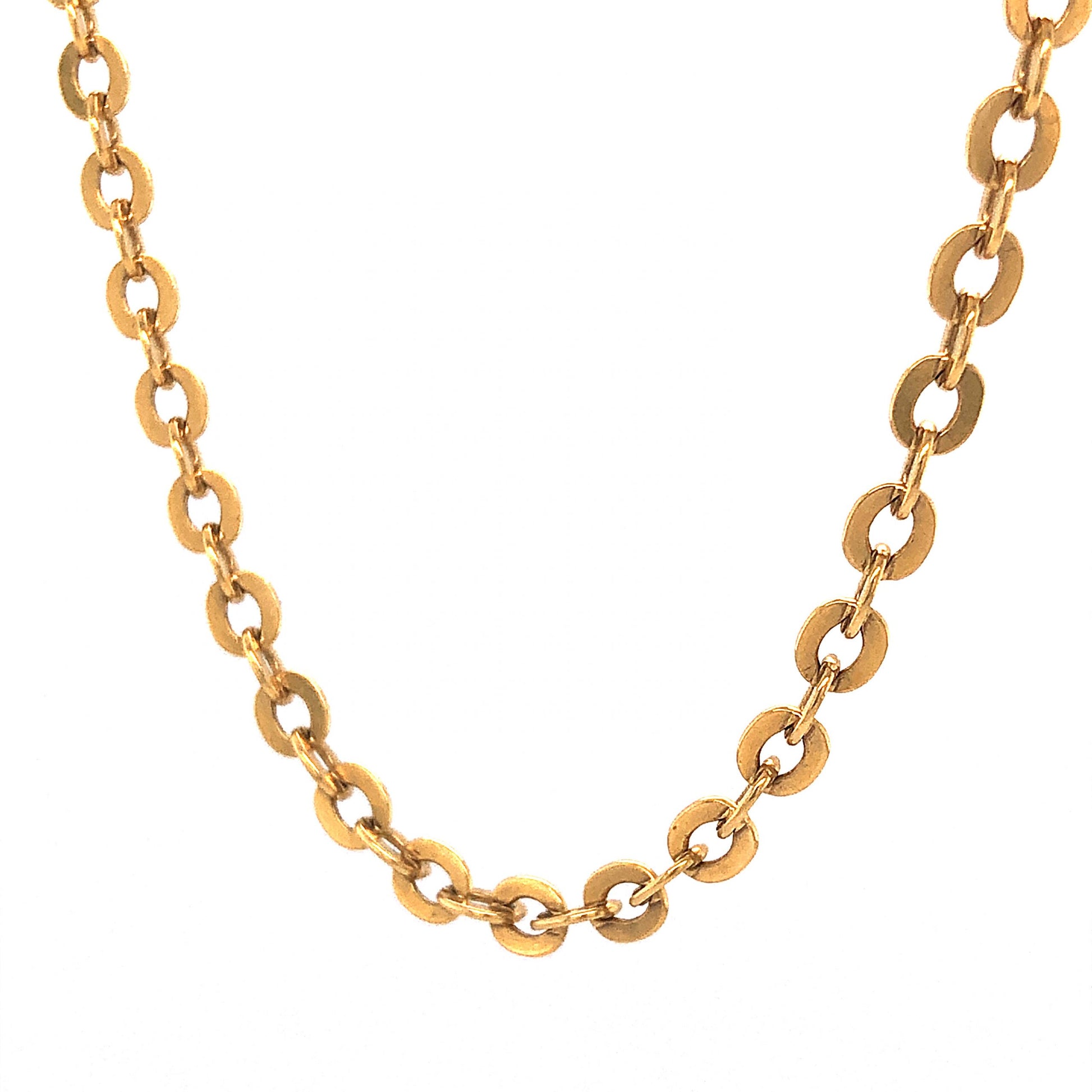 24 Inch Mid-Century Chain Necklace in 18k Yellow GoldComposition: 18 Karat Yellow GoldTotal Gram Weight: 17.7 gInscription: 750
