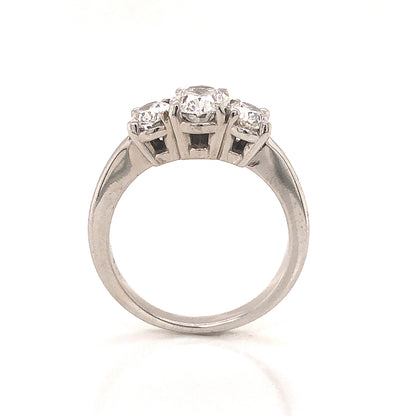 Three Stone Oval Cut Diamond Engagement Ring in 14k White Gold