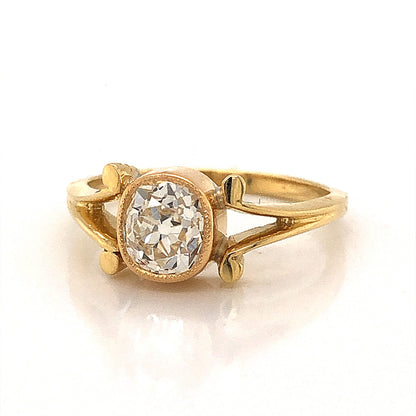 Old European Cut Bezel Set Diamond Engagement Ring in 18k
