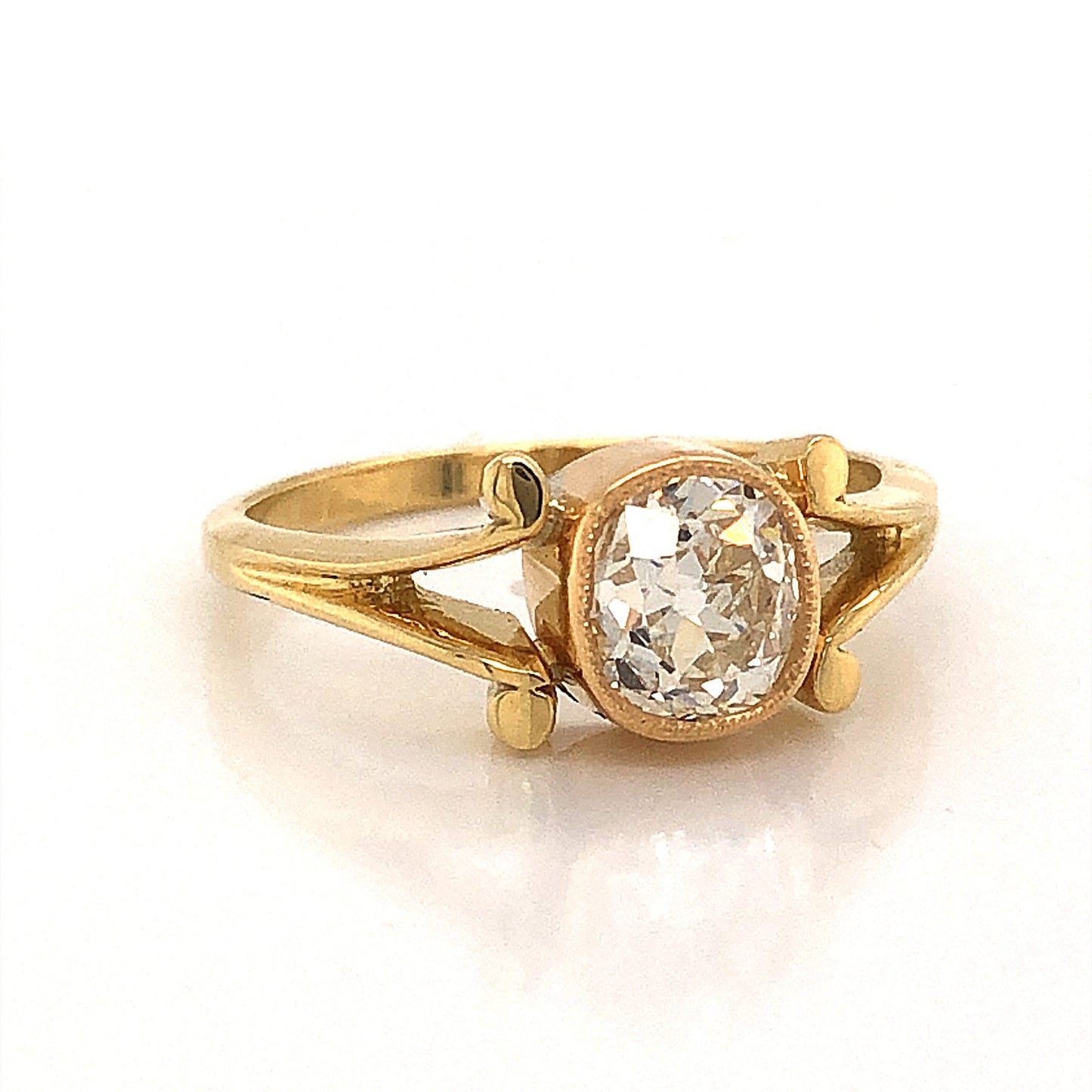 Old European Cut Bezel Set Diamond Engagement Ring in 18k