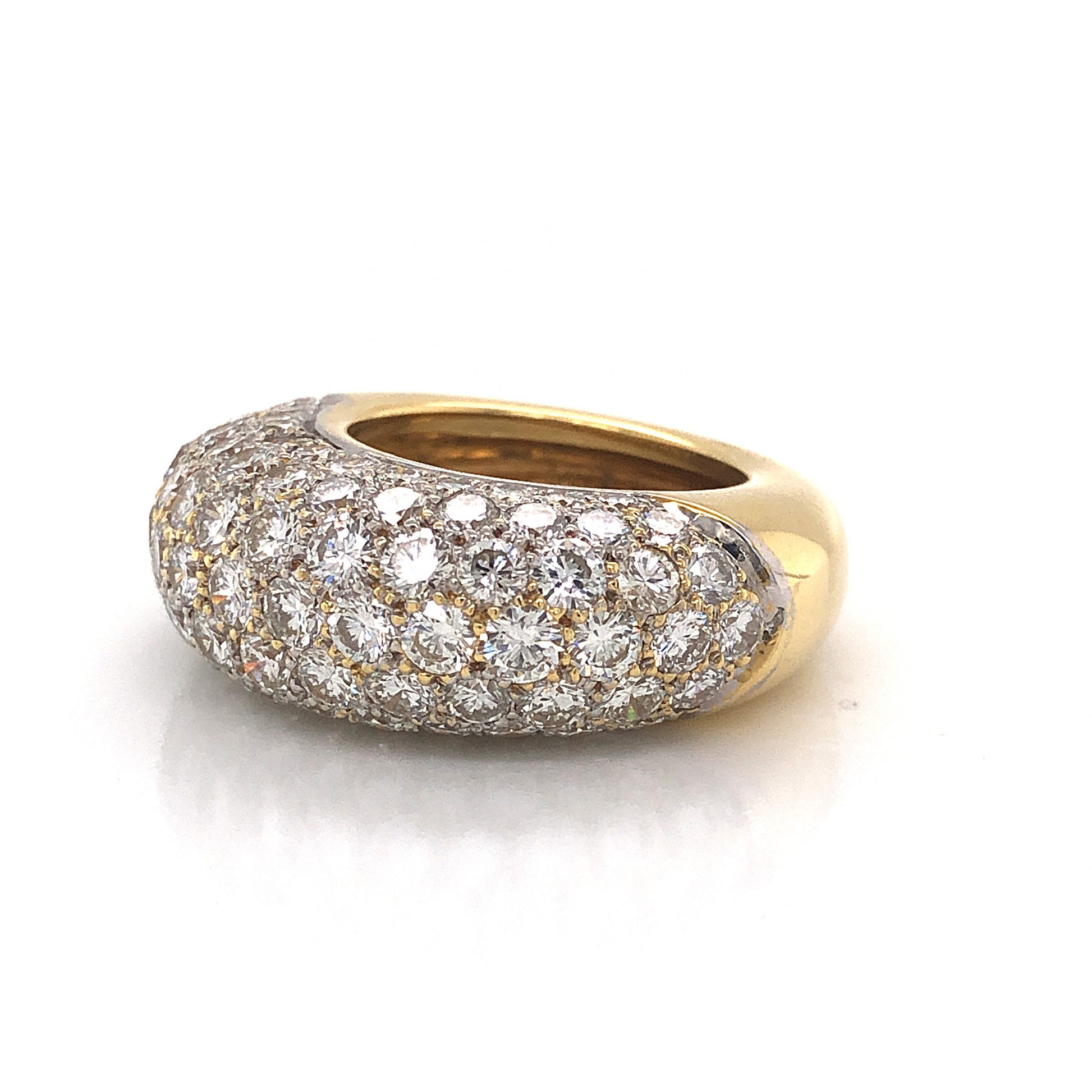 Rounded Pave Diamond Cocktail Ring 18k Yellow & White Gold