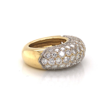 Rounded Pave Diamond Cocktail Ring 18k Yellow & White Gold