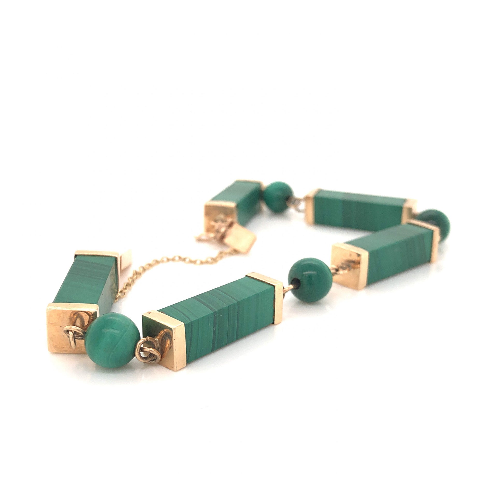 Malachite Chain Bracelet in 14k Yellow Gold