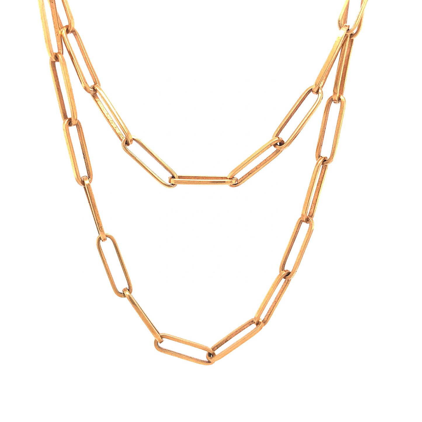 Mid-Century Paperclip Chain Necklace in 18k Yellow Gold