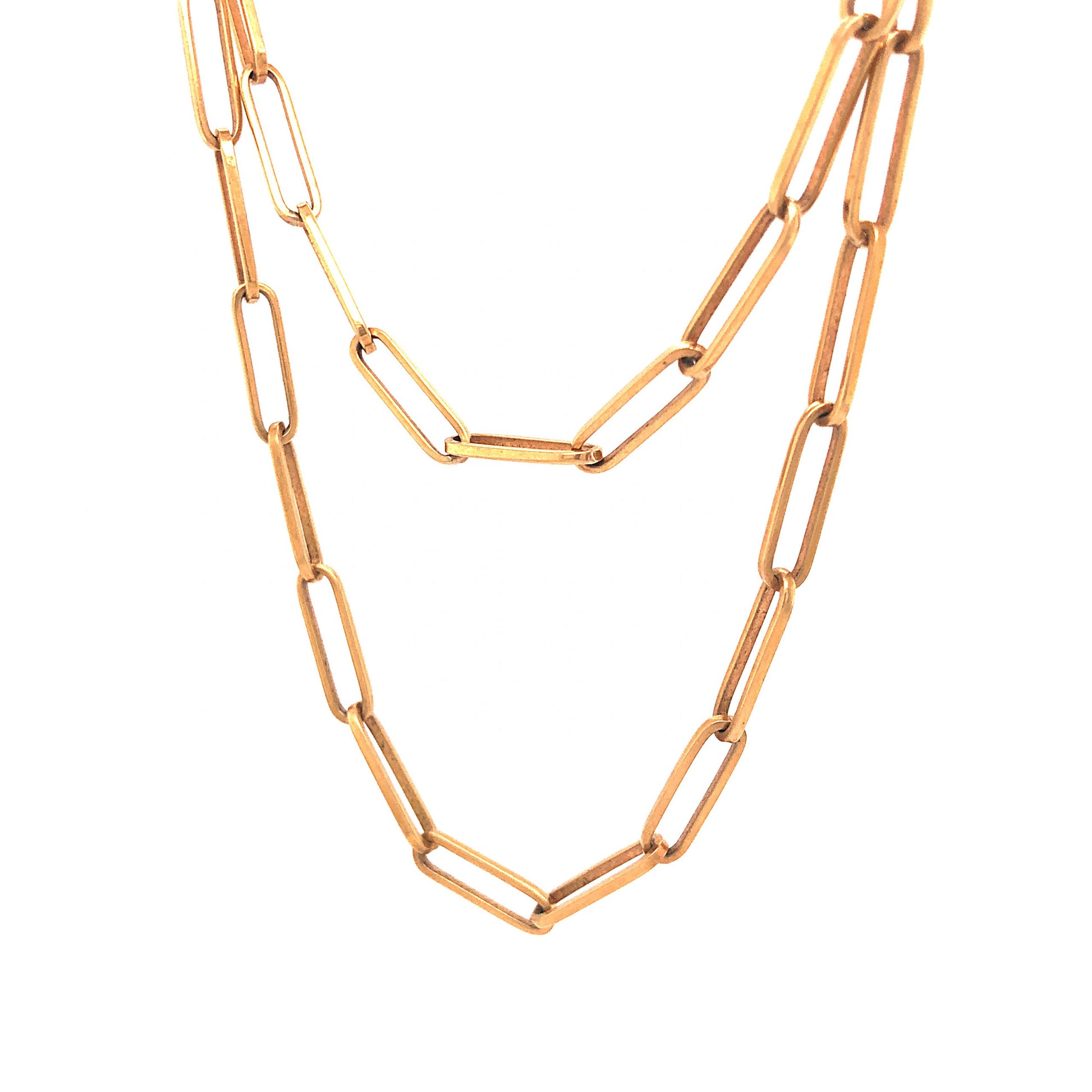 Mid-Century Paperclip Chain Necklace in 18k Yellow Gold