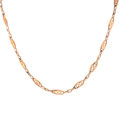 Art Deco Decorative Chain Necklace in 14k Yellow Gold