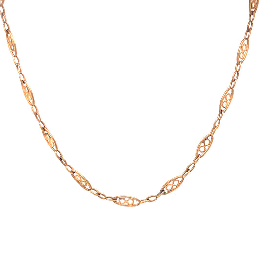 Art Deco Decorative Chain Necklace in 14k Yellow Gold