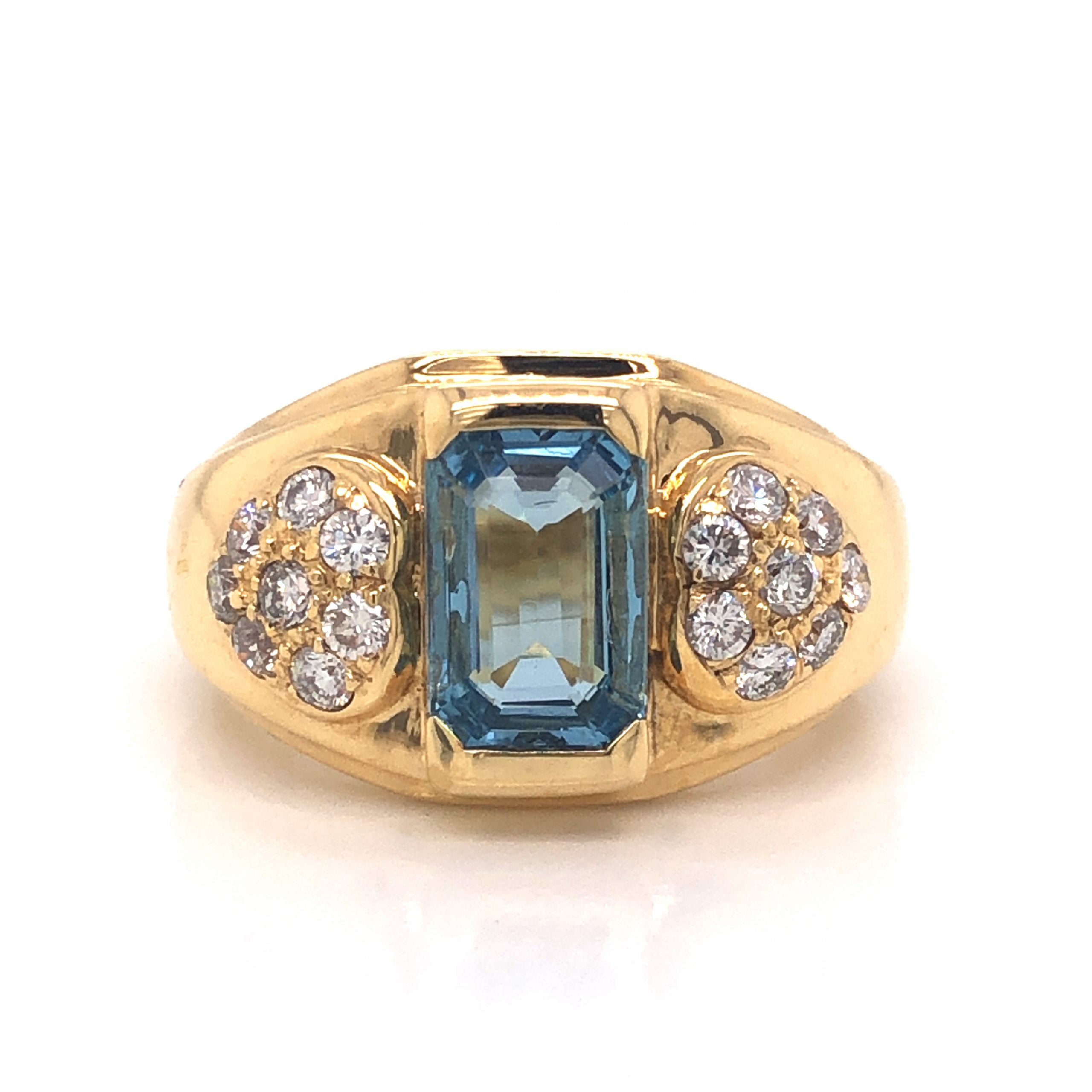 Aquamarine & Diamond Heart Ring in 18k Yellow Gold - Filigree Jewelers