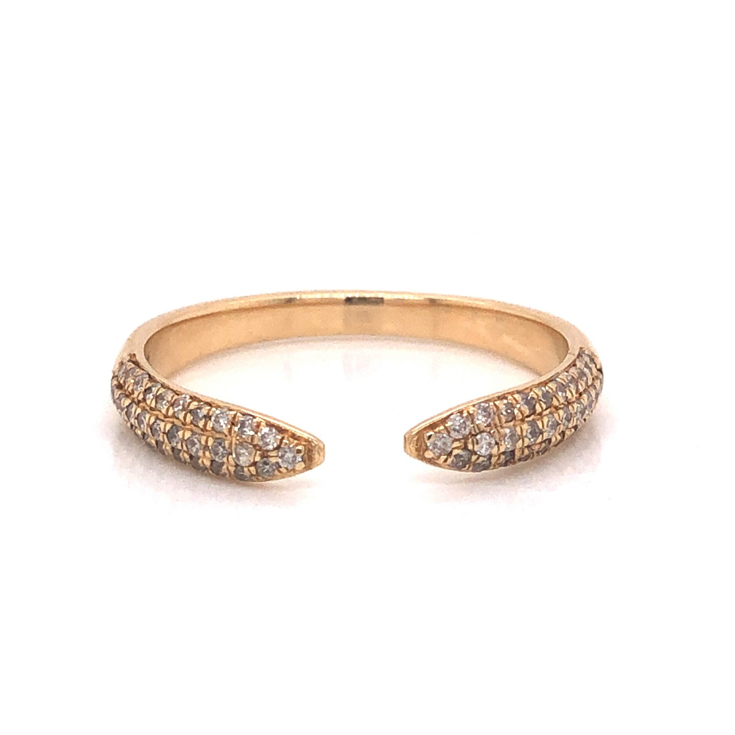 Open Pave Diamond Stacking Ring in 14k Yellow Gold