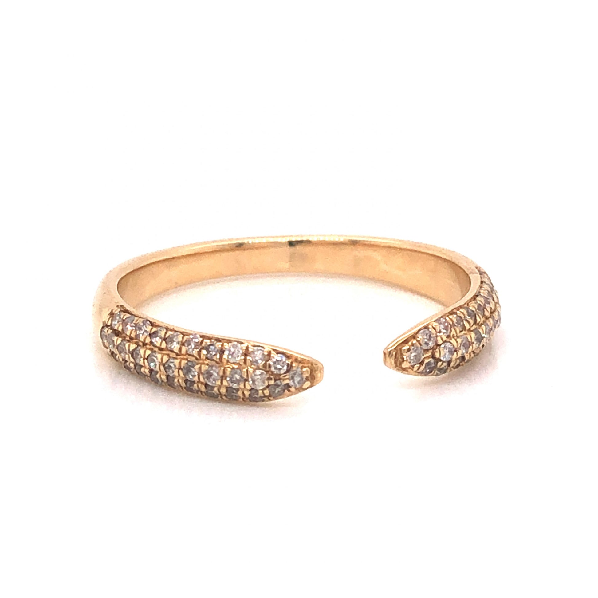 Open Pave Diamond Stacking Ring in 14k Yellow GoldComposition: 14 Karat Yellow Gold Ring Size: 8 Total Diamond Weight: .25ct Total Gram Weight: 2.2 g Inscription: 62/0.25 14k
      