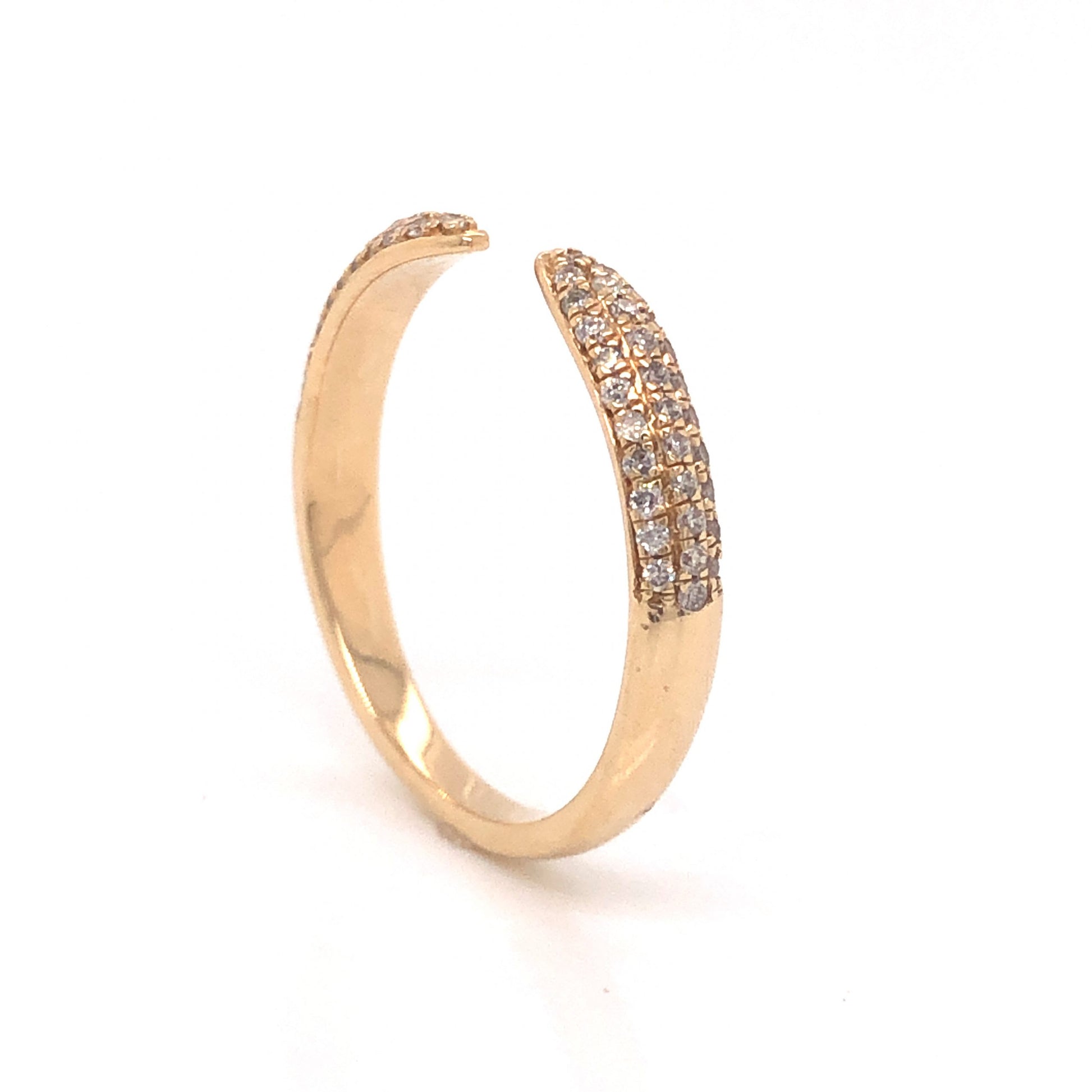 Open Pave Diamond Stacking Ring in 14k Yellow GoldComposition: 14 Karat Yellow Gold Ring Size: 8 Total Diamond Weight: .25ct Total Gram Weight: 2.2 g Inscription: 62/0.25 14k
      